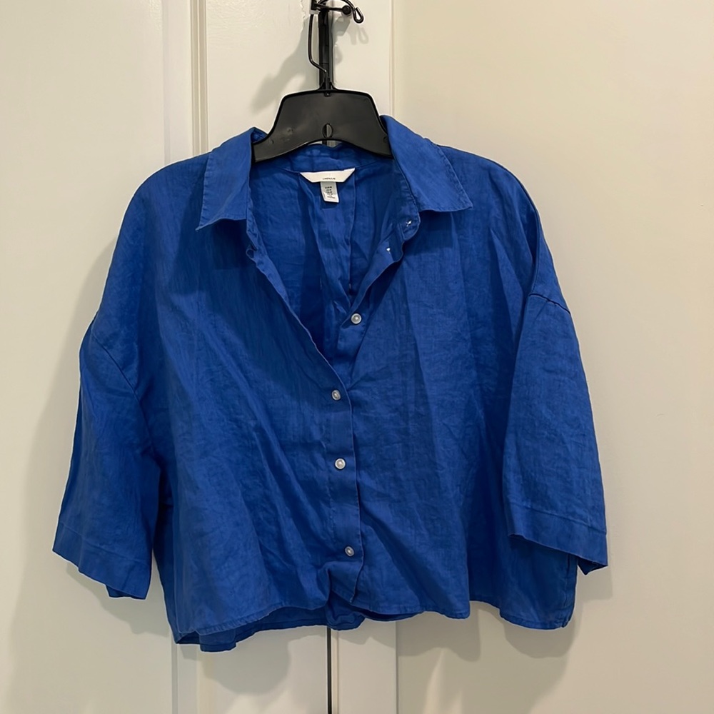 Blue linen shirt